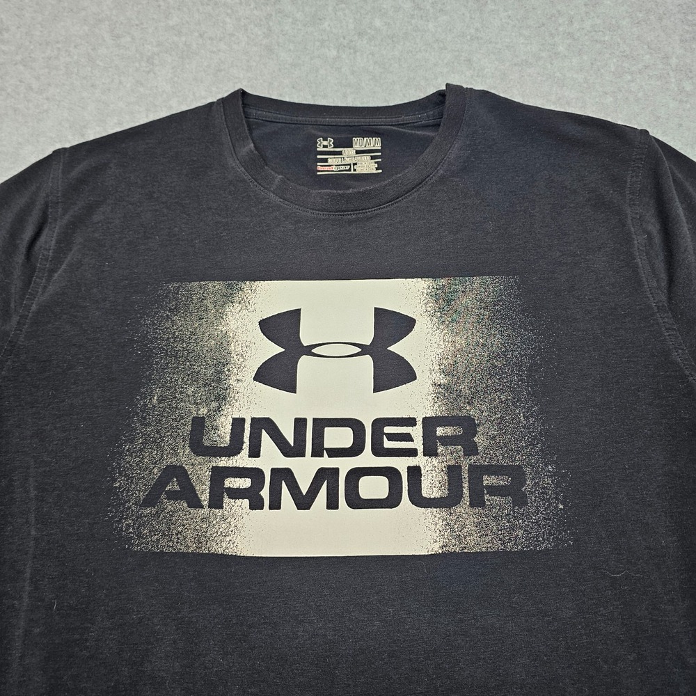 Under Armour Mens Medium UA Heatgear Loose Fit Adult Black Logo Shirt - Picture 4 of 10